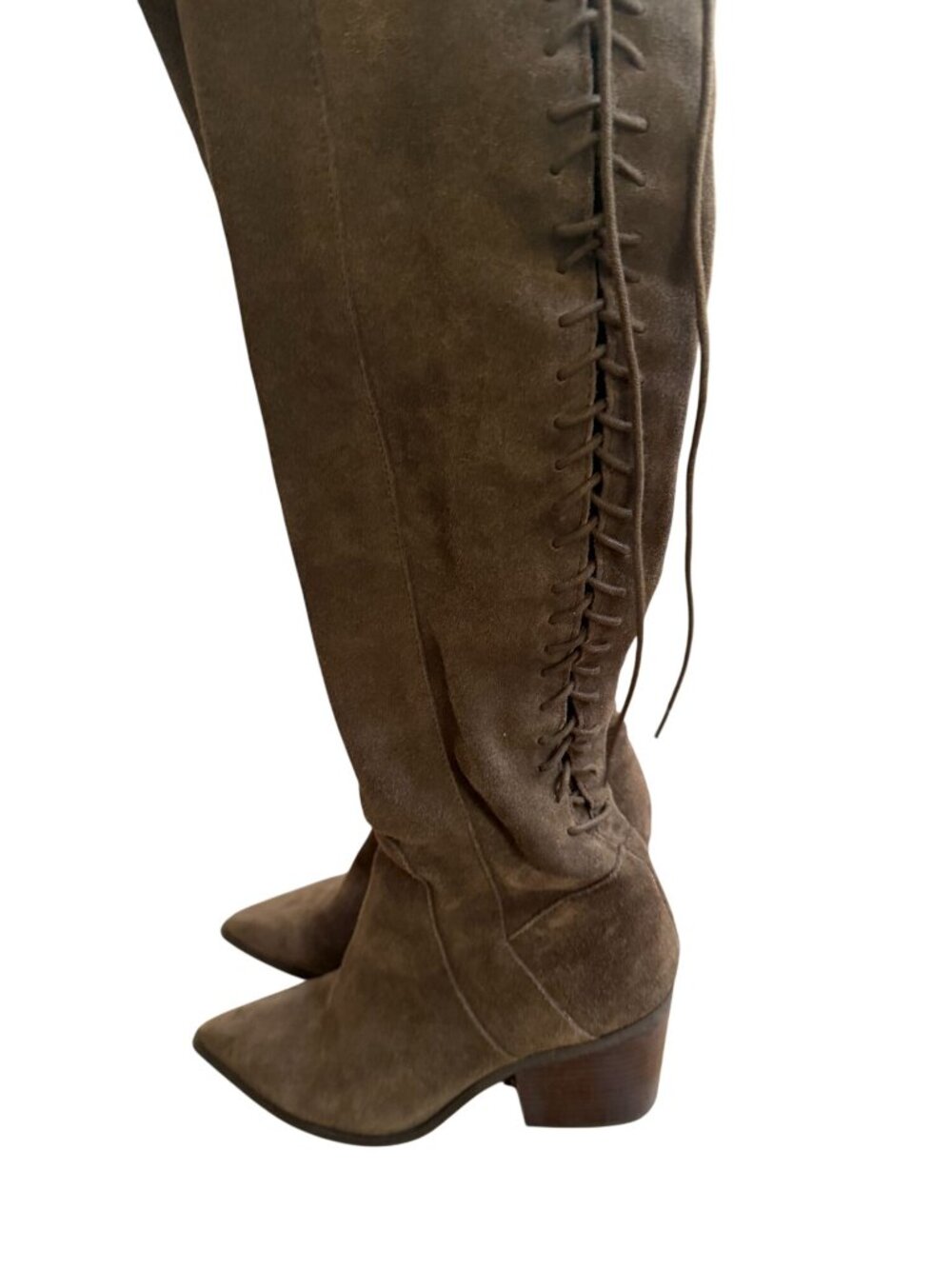 ALDO Brown Sueded Knee High Laceup Boots Size US 7 - Picture 3 of 8